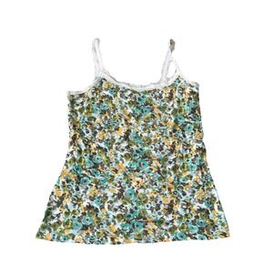 Loft Women's Floral Watercolor Tank Top Laced Blouse Cottagecore Dainty Y2K XSP